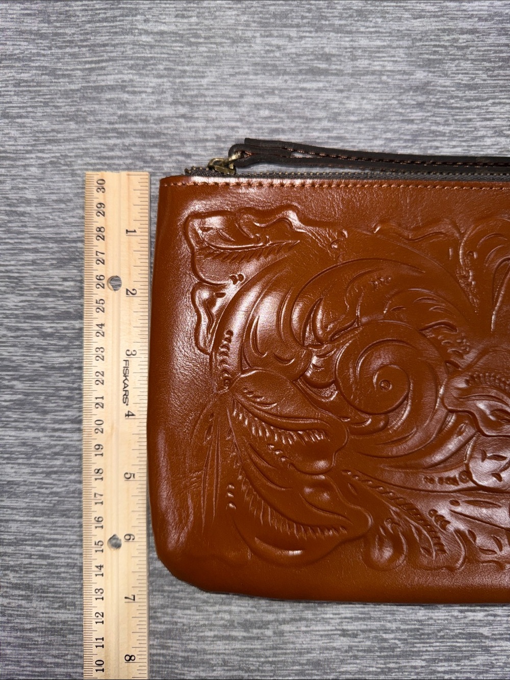Patricia Nash Cognac Embossed Leather Wristlet - Picture 3 of 6